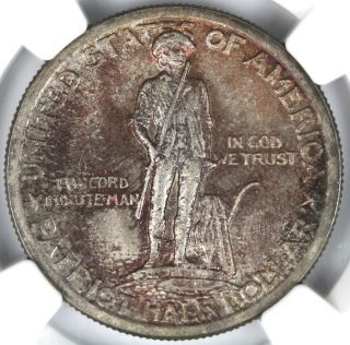 1925 Lexington Commemorative Silver Half Dollar 50c Ngc Ms65 Multi Color Toning photo