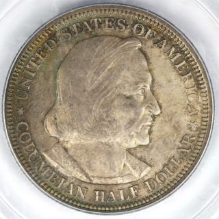 1893 Columbian Commemorative Silver Half Dollar 50c Pcgs Ms65 Multi Color Toning photo