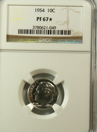 1954 Roosevelt Ngc Pf 67 Star.  Exceptional Cameo Obverse 1 Of Only 7. photo
