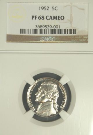 1952 Jefferson Ngc Pf 68 Cameo.  Rare In Cameo.  1 Of Only 76 photo