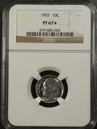 1957 Roosevelt Ngc Pf 67 Star.  Intense Cameo Contrasted Obverse 1 Of Only 41. photo