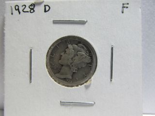 1928 D 90% Silver Mercury Dime photo