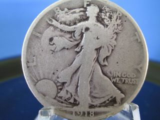 1918 - D Walking Liberty Half Dollar - Very Good - Better Type Semi Key Date - Coin photo