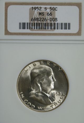 1952 S Franklin Ngc Ms 66.  Blazing Early - Date Franklin Incredible photo
