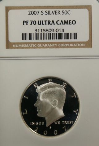 2007 - S Silver Kennedy Ngc Pf 70 Ultra Cameo.  Incredible Contrast - Flawless photo