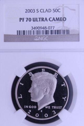 2003 - S Clad Kennedy Ngc Pf 70 Ultra Cameo.  Flawless Black And White Surfaces photo