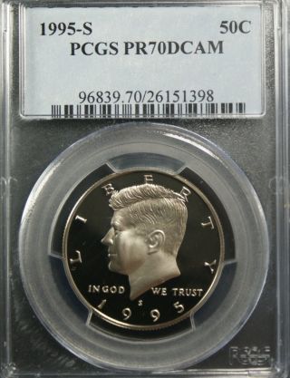 1995 - S Clad Kennedy Pcgs Pr 70 Deep Cameo.  Incredible Cameo Contrast.  Flawless photo