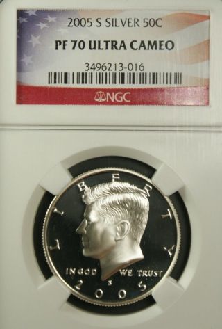 2005 - S Silver Kennedy Ngc Pf 70 Ultra Cameo.  Incredible Contrast - Flawless photo