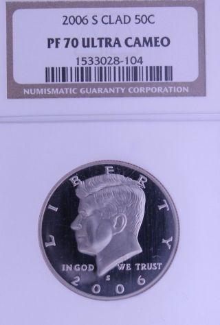2006 - S Clad Kennedy Ngc Pf 70 Ultra Cameo.  Flawless Black And White Surfaces photo