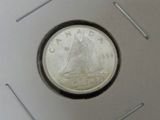 1964 Ms Unc Silver Canadian Canada Bluenose Dime Ten 10 Cent photo