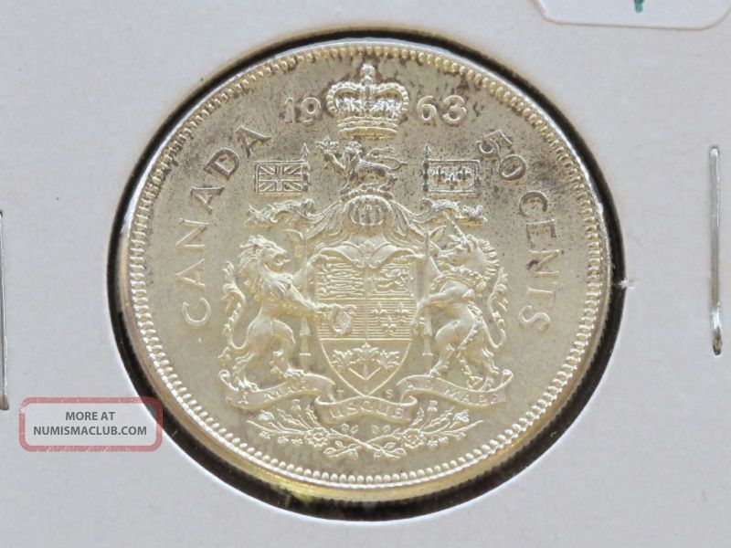 1963 Canada Elizabeth Ii Silver Half 50 Cents A7050 Coins: Canada photo