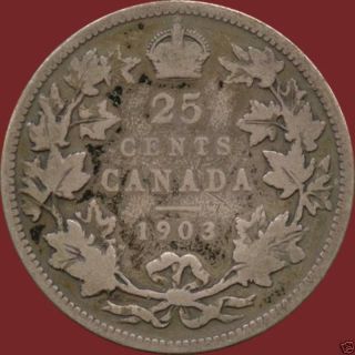 1903 Canada 25 Cent Silver Coin (5.  81 Grams.  925 Silver) No Tax photo