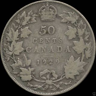 1929 Canada Silver 50 Cent Piece (11.  66 Grams.  800 Silver) (no Tax) photo