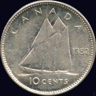 1952 Canada Silver 10 Cent Coin (2.  33 Grams.  800 Silver) (no Tax) photo