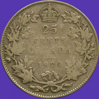1929 Canada Silver 25 Cents (5.  83 Grams.  800 Silver) (no Tax) photo
