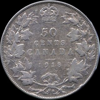 1918 Canada Silver 50 Cent Piece (11.  66 Grams.  925 Silver) (no Tax) photo