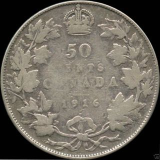 1916 Canada Silver 50 Cent Piece (11.  66 Grams.  925 Silver) (no Tax) photo