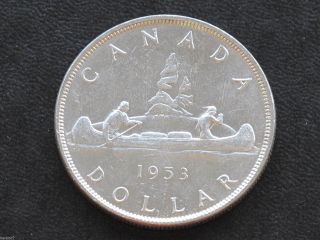 1953 Canada Silver Dollar Elizabeth Ii Canadian Coin D3706 photo