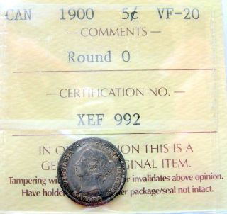 1900 Round 00 ' S Five Cents Silver Iccs Vf - 20 Scarce Variety Key 5¢ Victoria photo