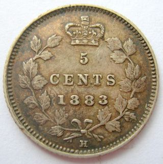 1883h Five Cents Vf - 30 Scarce Date Vf - Ef Key Victoria Half Dime photo