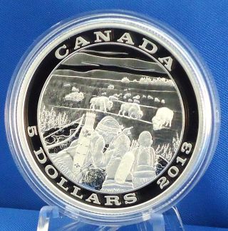 Canada 2014 Bison - Tradition Of Hunting Series - Pure Silver $5 Proof Coin photo