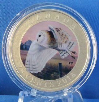 2013 Barn Owl - Colored Specimen 25 - Cent Coin – 