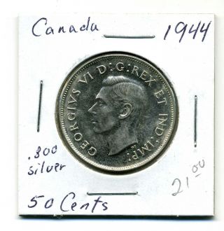 Canada 50 Cents 1944, .  800 Silver,  Au photo