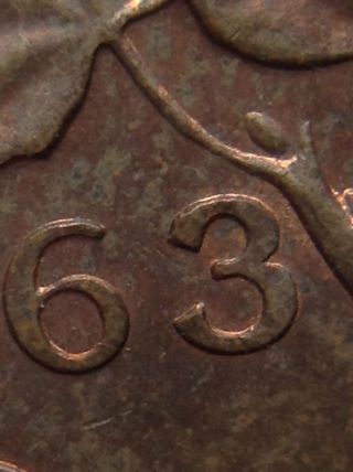 Canada One Cent 1963 Penny Light Hanging 3 Variety Error (item3) photo