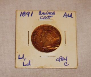 1891 Victoria Large Cents Canada Penny Ll Ld photo