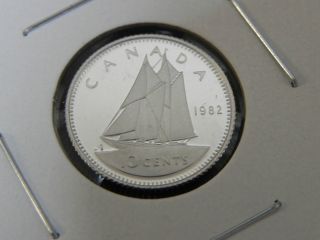 1982 Proof Unc Canadian Canada Bluenose Dime Ten 10 Cent photo