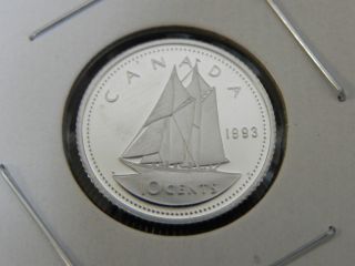 1993 Proof Unc Canadian Canada Bluenose Dime Ten 10 Cent photo