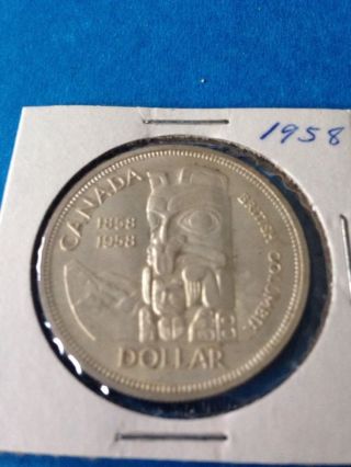 1958 Canada Silver Dollar 80% Fine Silver photo