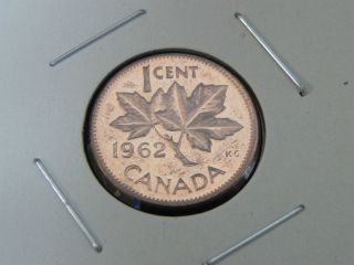 1962 Ms Unc Red Canadian Canada Maple Leaf Elizabeth Ii Penny One 1 Cent 1b photo