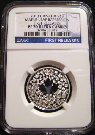 2013 Canada $3 Maple Leaf Impression Ngc Pf70 Fr First Releases Pr70 photo