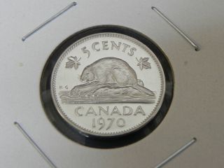 1970 Bu Pl Unc Canadian Canada Beaver Elizabeth Ii Nickel Five 5 Cent photo