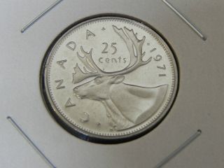 1971 Ms Unc Canadian Canada Caribou Quarter Twenty Five 25 Cent photo