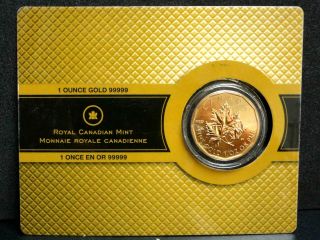 2007 Canada 99999 Fine Gold Coin1 Oz Maple Leaf Rare photo