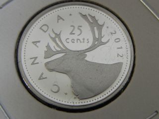 2012 Proof Unc Nickel Canadian Canada Caribou Quarter Twenty Five 25 Cent photo