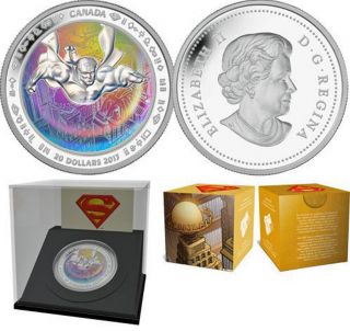 Canada 2013 $20 Hologram Superman & Metropolis 1oz Fine Silver Coin photo