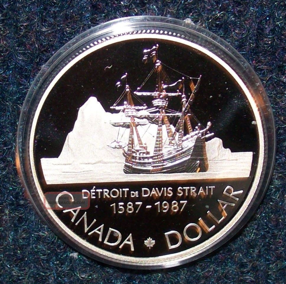 1987 Canada Detroit Davis Strait Proof Silver Dollar Coins: Canada photo