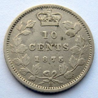1875h Ten Cents Vf - 20 Very Rare Date Early Victoria Important Key Canada Dime photo