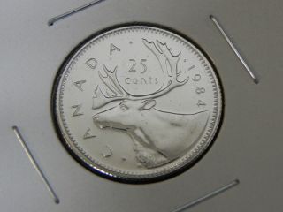 1984 Bu Pl Canadian Canada Caribou Quarter Twenty Five 25 Cent photo