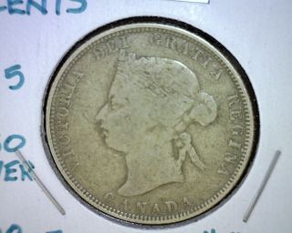 1880 H Canada 25 Cents Coin,  Vg,  Km 5,  Silver photo