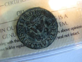 France 1621 A Double Tournois Louis Xiii Graded By Iccs Vf - 20 photo