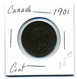 Canada Large Cent 1901,  Xf+ photo