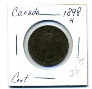 Canada Large Cent 1898 - H,  Vf+ photo