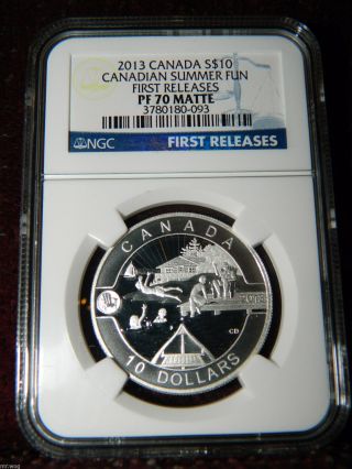 2013 Canada $10 O Canada Series Summer Fun Proof Silver Coin Ngc Pf70 Matte Fr photo