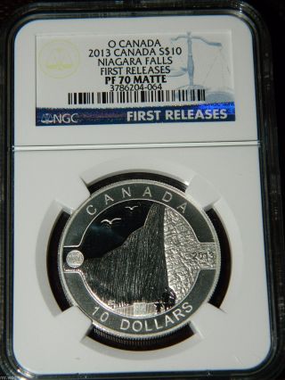 2013 Canada $10 O Canada Niagara Falls Proof Silver Coin Ngc Pf70 Matte Fr photo