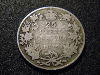 1919 Canadian Twenny Five Cents - 25 Georges V Silver Coin photo