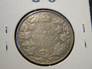 1917 Canadian Fifty Cents - 50 Cents Georges V Silver Coin photo